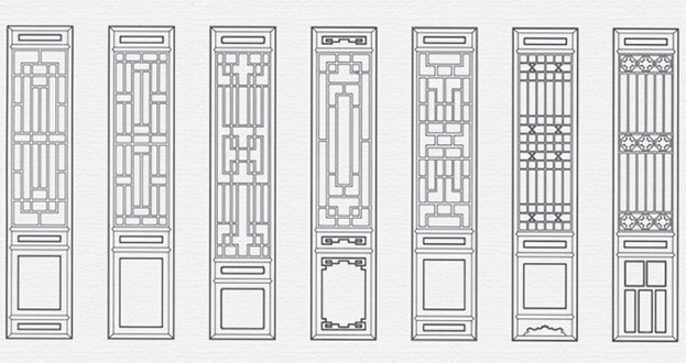 兴义常用中式仿古花窗图案隔断设计图